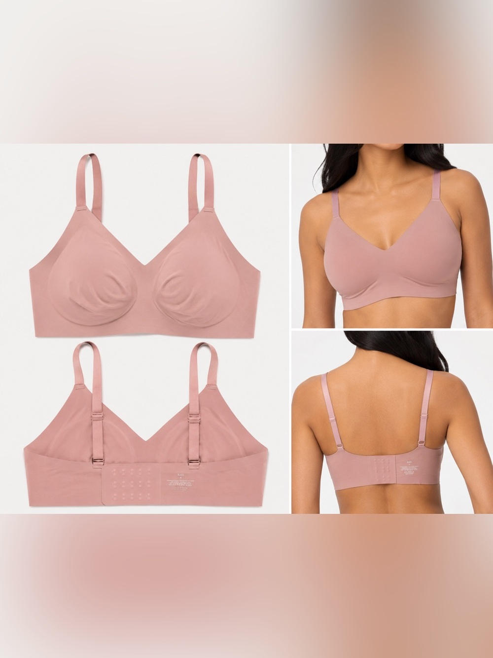 Knix Wireless Seamless Bra Blush Pink Size 4